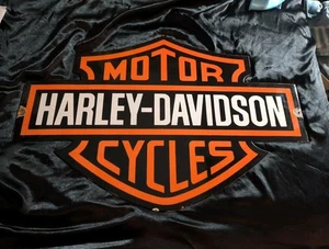 Vintage Large Harley Davidson Heavy Porcelain Metal Sign Motorcycle Dealership - Picture 1 of 19