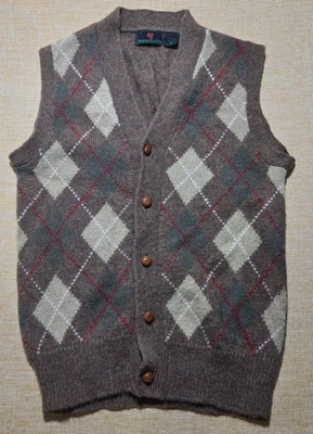 Vintage Abercrombie & Fitch Shetland Wool Argyle Sweater Vest Gray M - Image 1 of 4