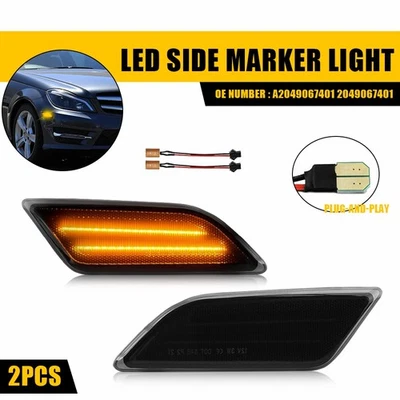 2X Luz de señalización lateral de parachoques ámbar para Mercedes Benz C250 C300 C350 C63 2012-14 J Foto 1 de 4
