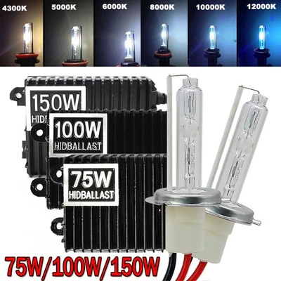 75/100/150W H1 H3 H4 H7 H8/H9/H11 9005 9006 HID Xenon Headlight Bulbs Ballasts - Image 1 of 4