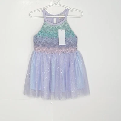 Girls Pink & Violet Mermaid Crochet Dress Size 2 - Image 1 of 4
