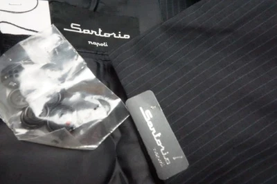 Sartorio Napoli Gray Blue Striped Mohair Blend 2 Pc Suit Jacket Pants 40R NEW - Image 1 of 4