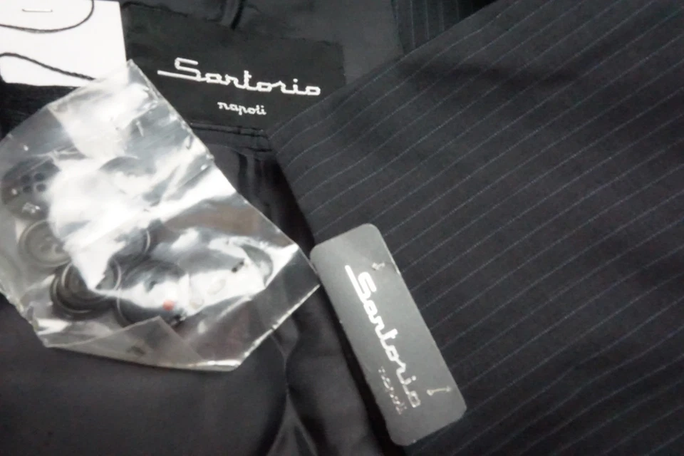 Sartorio Napoli Gris Azul Rayas Mezcla Mohair 2 Piezas Traje Chaqueta Pantalones 40R NUEVO Foto 1 de 4