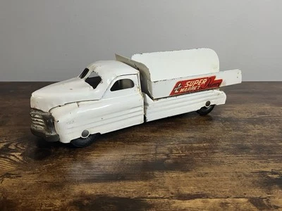 Buddy L Super Market Delivery Truck White Metal Vintage 1940s Pressed Steel - Image 1 of 4