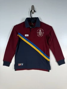 BNWT Lands End Kids Boys Diagonal Stripe Rugby Long Sleeve Polo Shirt Red Sz L 7 - Picture 1 of 9