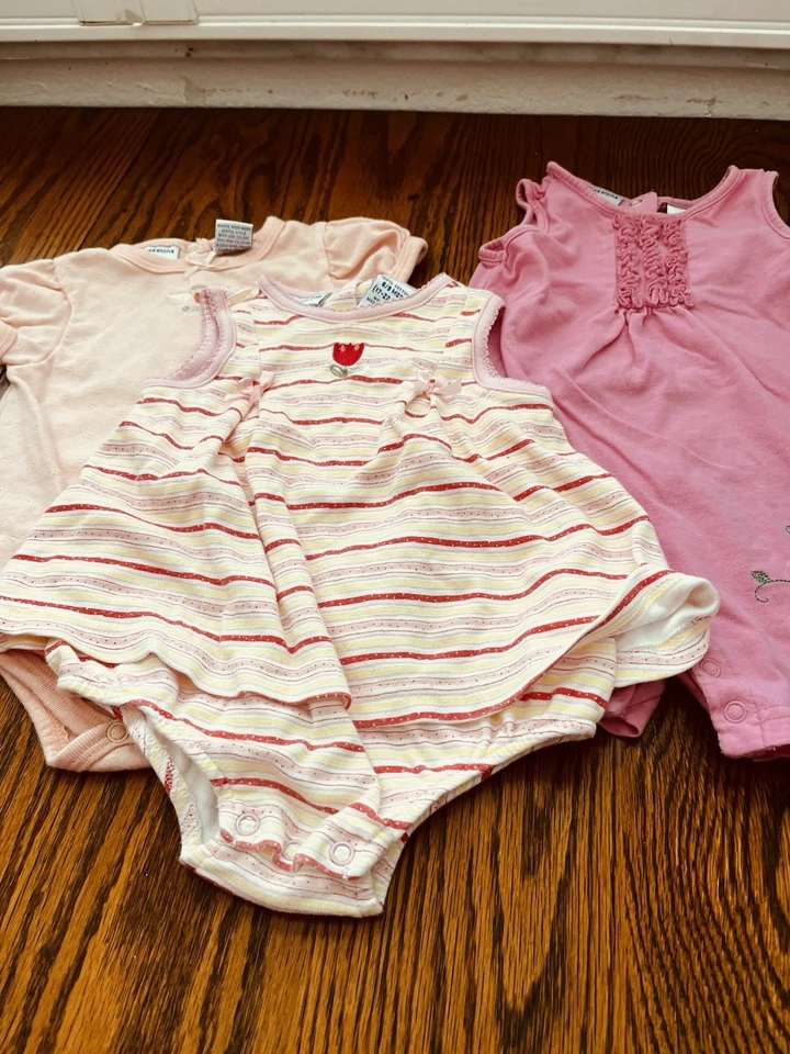 Mamelucos Vintage Talla 6-9 Mos Juego De 3 Primeras Impresiones  Foto 1 de 4