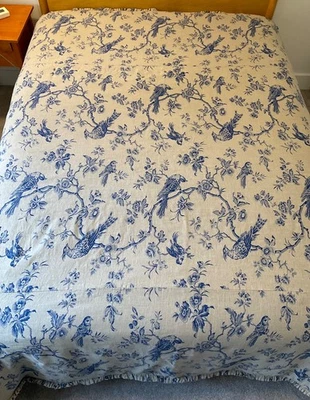 Vintage Made in USA French Toile Duvet Cover By French Laundry Home Blue Beige - Image 1 of 4