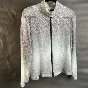 Giacca leggera donna Damee Inc XL blu bianco viola sfumato zip artistica - Foto 1 di 10