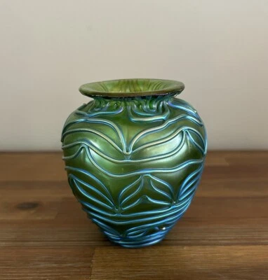 Loetz Formosa Crete Art Glass Cabinet Vase Iridescent Blown Glass Art Nouveau - Image 1 of 4