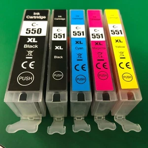 Generic Ink Cartridges Cannon PGI-550 BK CLI-551 BK/C/M/Y Black Cyan Mag Yellow - Picture 1 of 6
