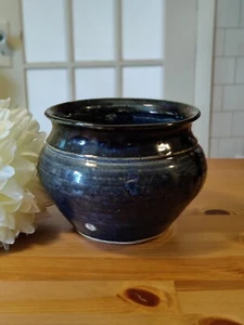 Maceta bonsai esmalte azul firmada japonesa de gres Phyllis Savage excelente - Imagen 1 de 8