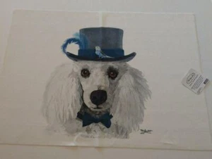 Tischset weiß Pudel Künstler entworfen Made in USA Dapper Hund 14 x 20 - Bild 1 von 2