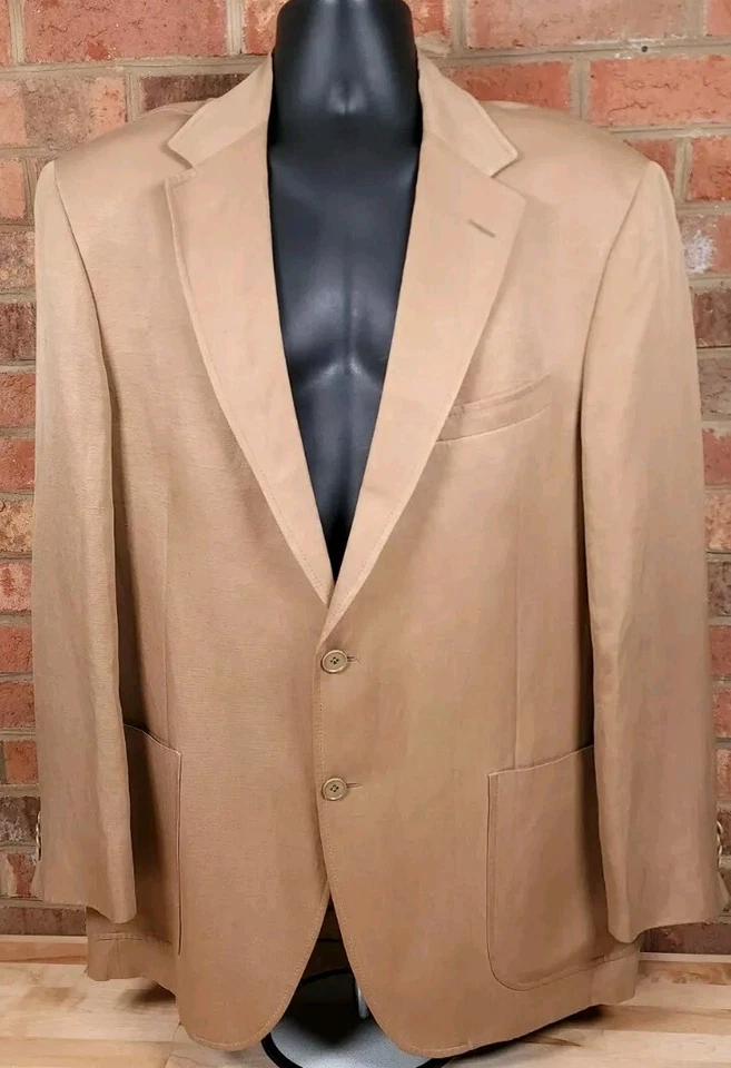 Abrigo Blazer Deportivo Coppley Seda Lino Marrón 2 Botones Para Hombre 43 Alto Foto 1 de 4