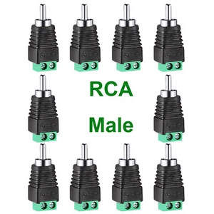10x Phono RCA Male Plug To AV Screw Terminal Plug Connector CCTV Video AV Balun - Picture 1 of 11
