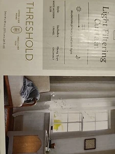 New Threshold Linen Light Filtering Curtain Panel White , 54×84 - Picture 1 of 4