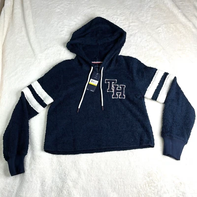 Tommy Hilfiger 毛衣女式 M 码蓝色校队羊毛连帽衫运动衫全新带标签 — 第 1/4 张图片
