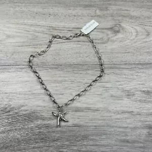 Sterling Silver Starfish Necklace Chain Sea Beach Theme 16 inch Italy - Picture 1 of 6