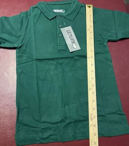 Kids School Uniforms Short Sleeve T-shirt Hunter Button Up Size -6/7 - Picture 1 of 4