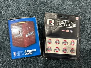 Cleveland Cavs Cavaliers Flameless candle and Ohio State tattoos NEW RARE HTF - Picture 1 of 1