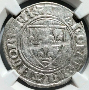 Charles VI France Silver Blanc Guenar 1380-1422 NGC XF40 Saint Joan of Arc Era - Picture 1 of 15