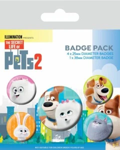 SECRET LIFE OF PETS 2 Badge Pack of 5 Safety Pin Backed Badges - Picture 1 of 1