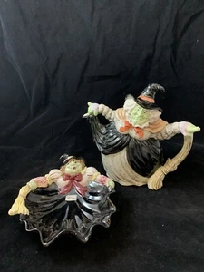 FITZ & FLOYD Halloween Witch server And Teapot - Picture 1 of 12