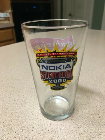 VTG 2000 SUGAR BOWL CHAMPIONSHIP GLASS BUDWEISER FLORIDA STATE SEMINOLES HOKIES Cover