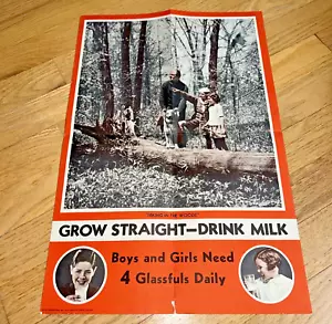 1930's NATIONAL MILK FOUNDATION Poster GROW STRAIGHT - DRINK MILK - Picture 1 of 7