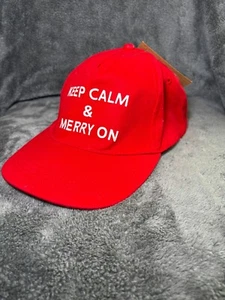 Modern Heritage Hat – Keep Calm & Merry On – Red Adjustable Christmas Cap - Picture 1 of 10