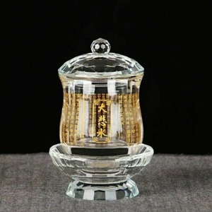 5.3" 13.5cm crystal Great Compassion Mantra holy water cup worship bowl lucky - Picture 1 of 9