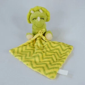 Walgreens Green Yellow Chevron Security Blanket Lovey Dinosaur Plush Triceratops - Picture 1 of 13