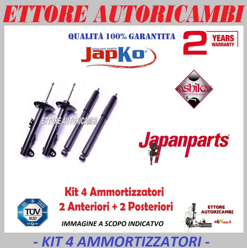 KIT 4 AMMORTIZZATORI JAPANPARTS NISSAN MICRA (K11) 92->2002 -NUOVI- JAPKO-ASHIKA - Immagine 1 di 1
