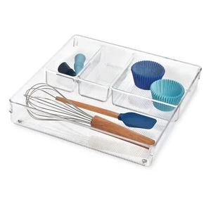 iDesign Linus Kitchen Drawer Organizer for Silverware Spatulas Gadgets 12" x 12" - Picture 1 of 2