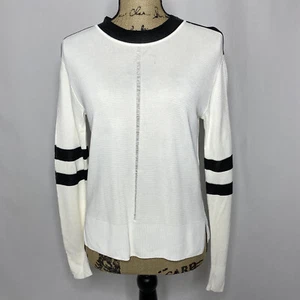 Belstaff Knit Top XS White Black Striped Long Sleeve T Shirt - Picture 1 of 11