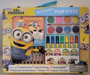 Minions Art and Activity Fun Tin Case Watercolor Set Markers Crayon Coloring Pad