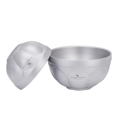 500ml / 800ml Titanium Double Walled Bowl Rice Soup Oatmeal Camping Travel Bowls - Image 1 of 4