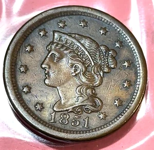 1851 großer Cent schöne vz Details CHRC - Bild 1 von 2