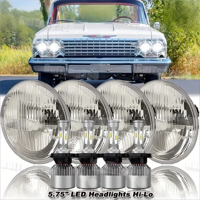4PCS For-Chevy Impala Bel Air 1962-1975 5.75" 5-3/4"-LED-Headlights-Hi/Lo Beam — 第 1/4 张图片