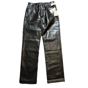 Agolde NWT Recycled Leather 90's Pinch Waist Pants Size 28 in Detox Black - Picture 1 of 8