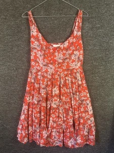 Band of Gypsy red floral rayon spaghetti strap sun dress Size Small - Picture 1 of 5