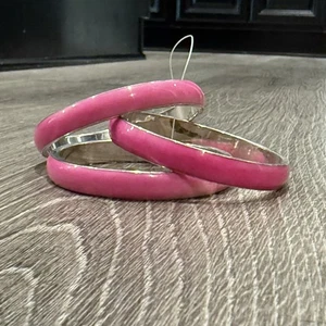 Vintage Silber Metall Armreif Armbänder 3er Set Moonglow Barbie Hot Pink - Bild 1 von 8