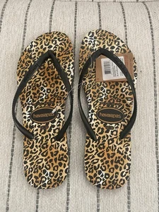 Havaianas Leopard Print Flip Flops Size 11/12 - Picture 1 of 2