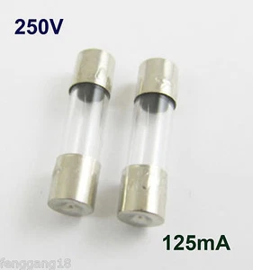 10x Glass Tube Fuse 5 x 20mm F125mA 125mA 0.125Amps F0.125A 250V Quick Fast Blow - Picture 1 of 8