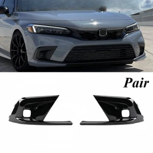 For 11th Gen 2022-2024 Gloss Black Pair Front Bumper Fog Light Cover - Picture 1 of 9