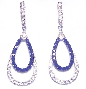 Clyde Duneier BADGLEY MISCHKA White/Black CZ Gemstones 925 Teardrop EARRINGS - Photo 1/5