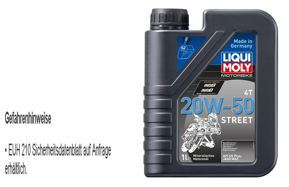 1 L Liqui Moly Aceite Motor Motorrad 4Takt 20W-50 Street API SN PLUS JASO MA2 - Imagen 1 de 1