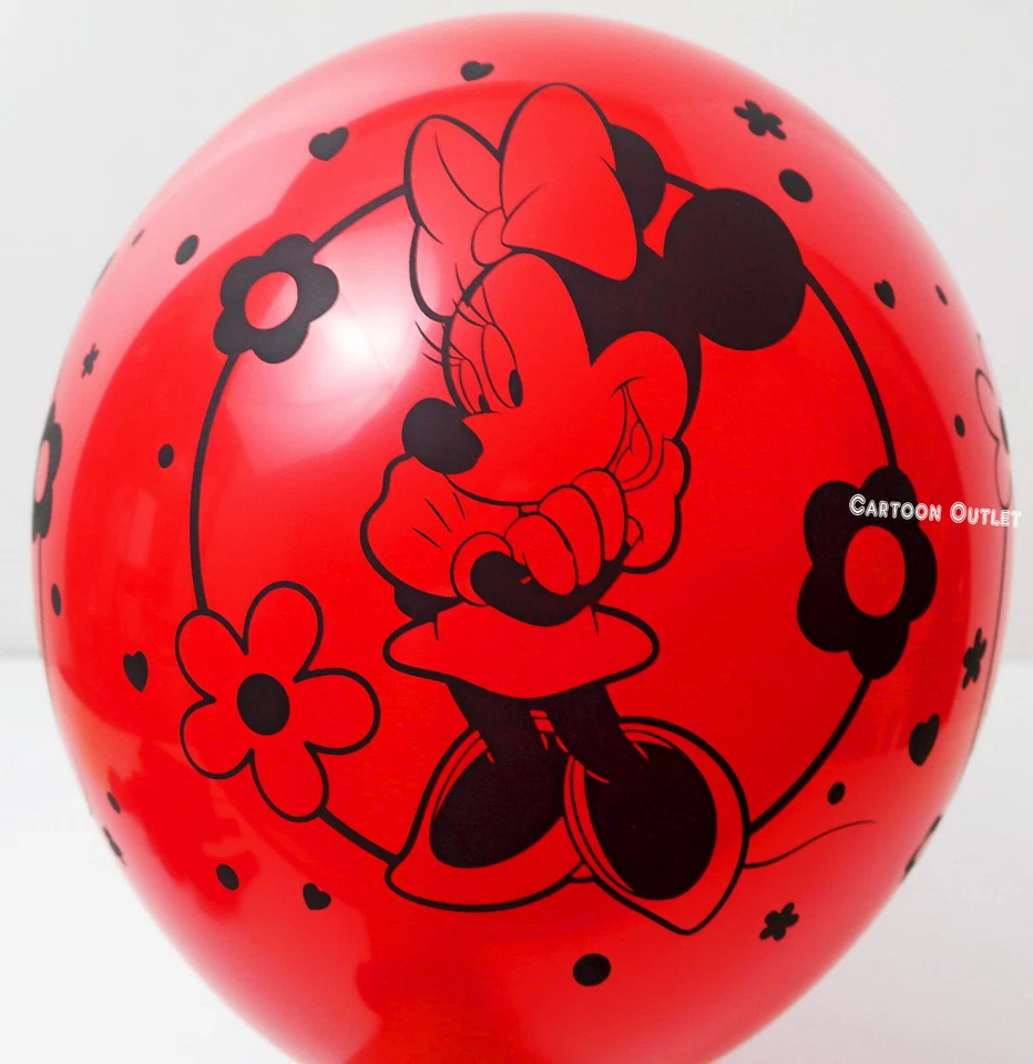 10 Globos Cumpleaños Minnie Mouse Globos Favores Disney Decoración Recuerdos Rojo Foto 1 de 4