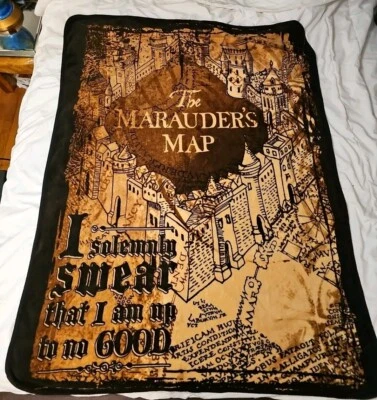 "Harry Potter Marauders Map manta polar negra tiro 58x 45""" Foto 1 de 4