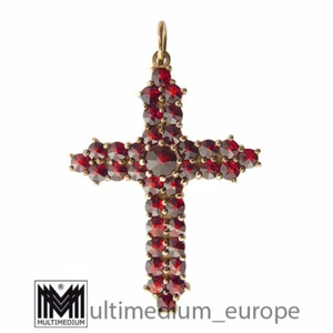 925er Sterling Silber Kreuz Anhänger mit Granat silver cross pendant with garnet - Bild 1 von 5