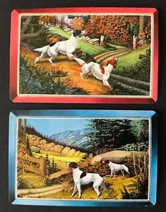 LOT of 2 Vintage Swap Playing Cards Hunting Dogs in Herbst Countryside Blanko Backs - Bild 1 von 1
